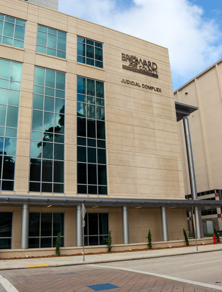 The Broward County Probate Court building that's labeled Broward County Judicial Complex