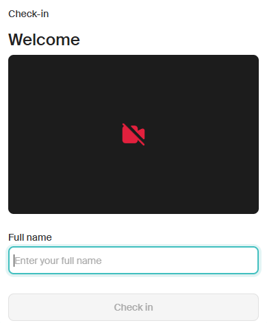 Telehealth compliance screenshot showing patient video check-in screen with name entry field